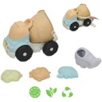 Green zestaw do piasku ciężarówka wiaderko 7 el. biodegradowalny organiczny materiał, zabawka dla dzieci, Woopie