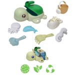 Green zestaw 2w1 do piasku i wanny żółwik zielony 8 el. biodegradowalny organiczny materiał, zabawka dla dzieci, Woopie