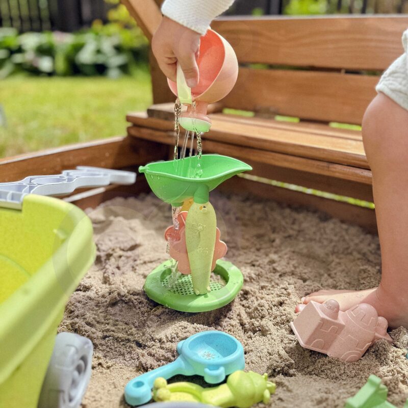 Green zestaw do piasku z wózkiem 13 el. biodegradowalny organiczny materiał, zabawka dla dzieci, Woopie