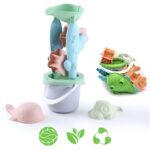 Green zestaw z wiaderkiem i kołowrotkiem 4 el. biodegradowalny organiczny materiał, zabawka dla dzieci, Woopie