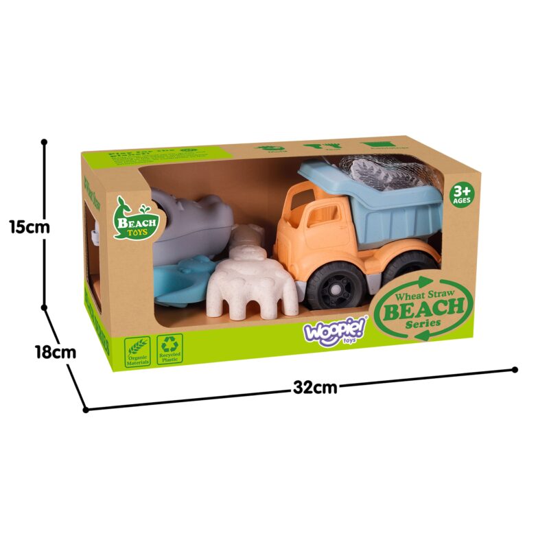 Zestaw do piasku z samochodzikiem 7 el. biodegradowalny organiczny materiał, zabawka dla dzieci, Woopie
