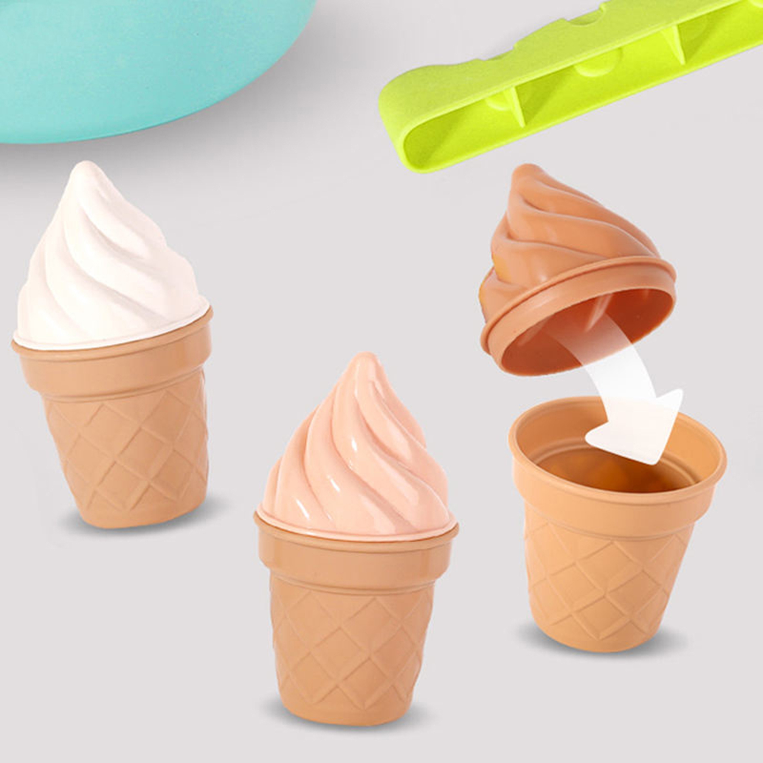 Zestaw do piasku fun ice cream lody 2w1 fabryka śnieżek 15 el., zabawka dla dzieci, Woopie