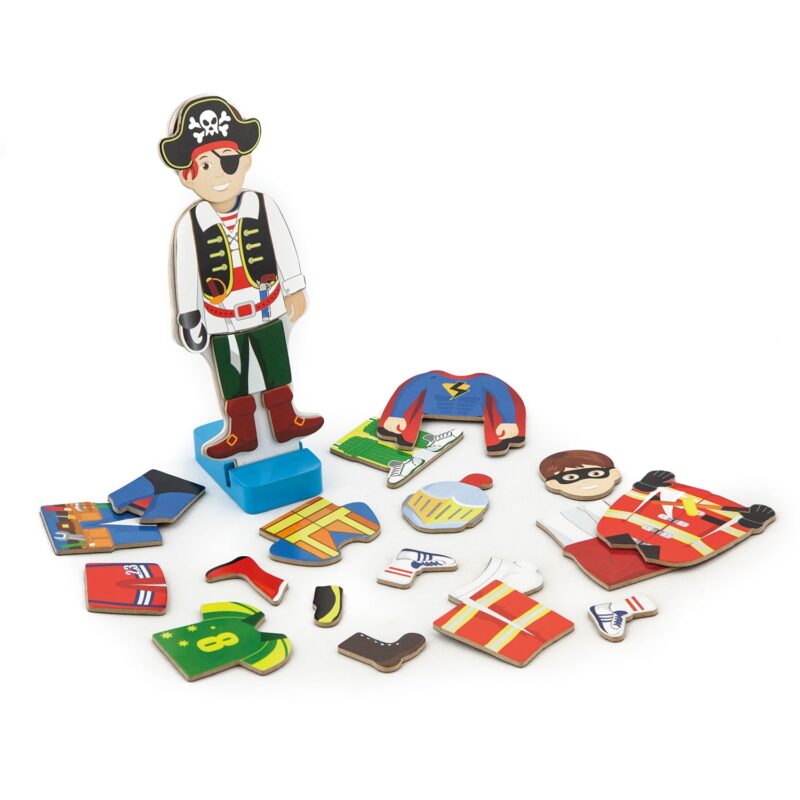 Drewniana układanka magnetyczna ubieranka edukacyjna 8 postaci, zabawka dla dzieci, Viga