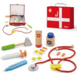 Drewniany zestaw małego lekarza w walizce, zabawka dla dzieci Viga