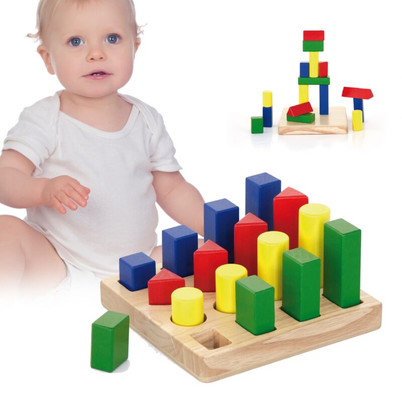 Układanka z drewnianych klocków, Montessori, zabawka dla dzieci Viga