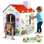 Duży domek do kolorowania z tektury + naklejki, zabawka dla dzieci, Feber
