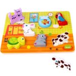 Grube puzzle zwierzęta domowe dopasuj kształty, zabawka dla dzieci, Tooky Toy