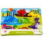 Grube puzzle Montessori dinozaury dopasuj kształty, zabawka dla dzieci, Tooky Toy