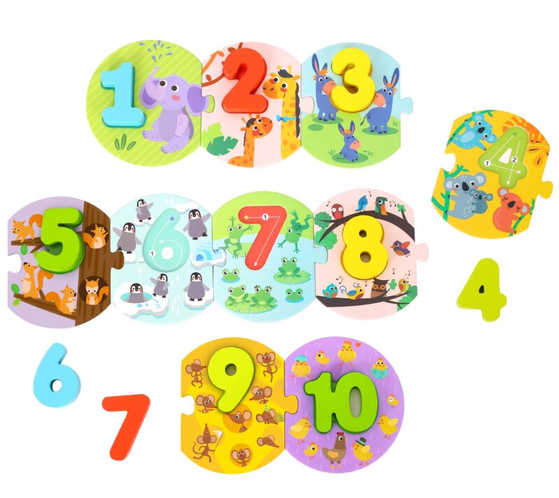 Edukacyjne puzzle układanka Montessori nauka liczenia, zabawka dla dzieci, Tooky Toy