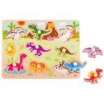 Drewniane puzzle Montessori układanka dinozaury kształty, zabawka dla dzieci, Tooky Toy