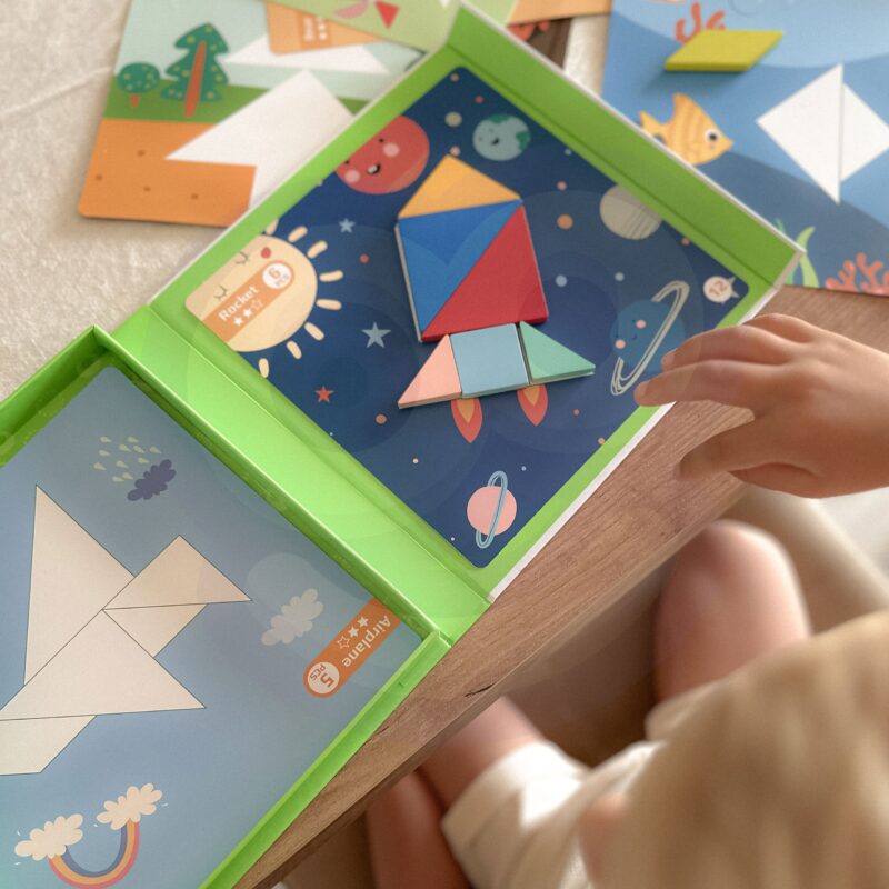 Puzzle tangram układanka dla dzieci nauka kształtów figury kształty 18el., zabawka dla dzieci, Tooky Toy