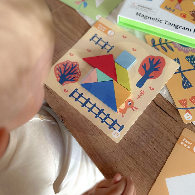 Puzzle tangram układanka dla dzieci nauka kształtów figury kształty 18el., zabawka dla dzieci, Tooky Toy