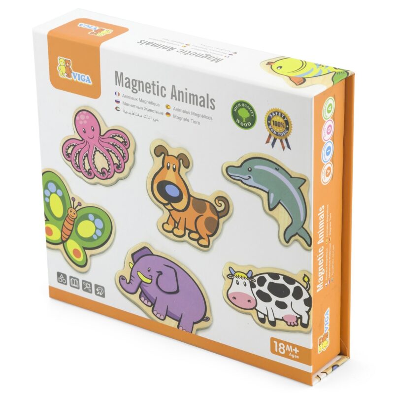 Drewniane magnesy zwierzęta zestaw 20 elementów, zabawka dla dzieci, Viga