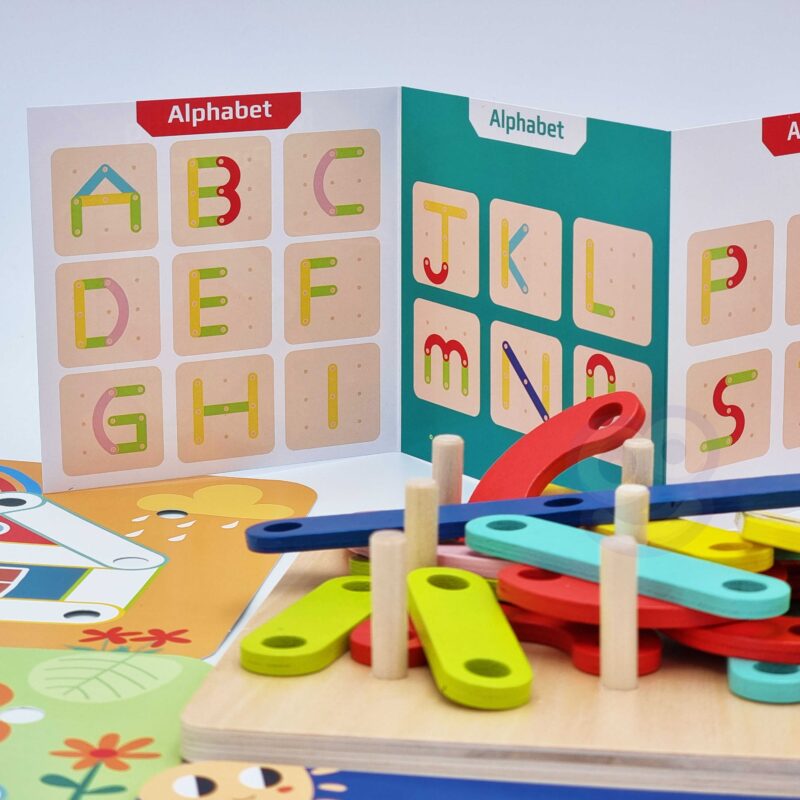 Drewniana układanka klocki kołki wzory zwierząt do odtworzenia certyfikat FSC, zabawka dla dzieci, Tooky Toy