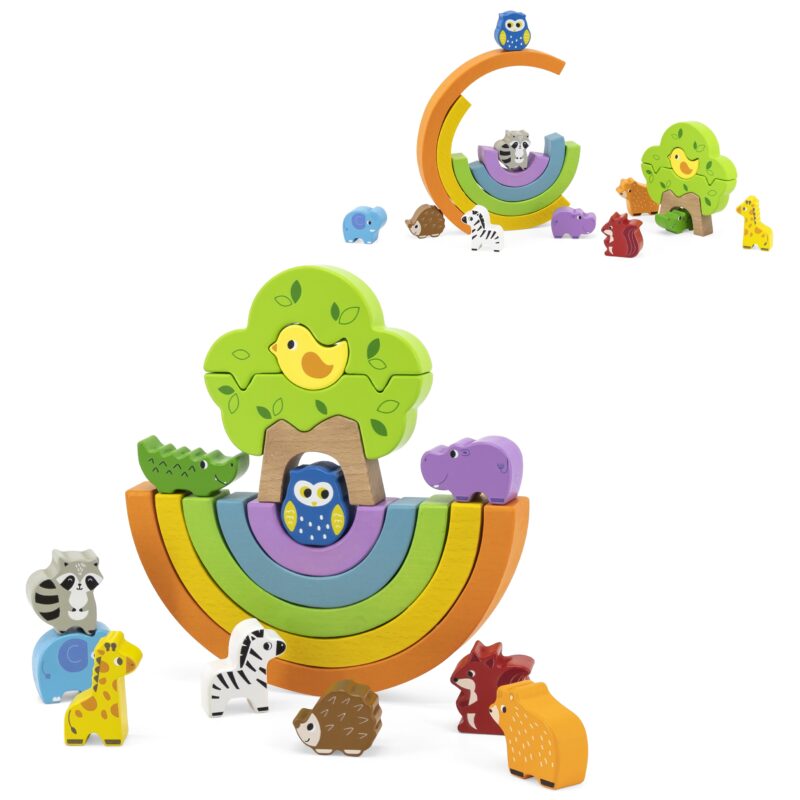 Drewniana tęcza układanka klocki kreatywne Montessori, zabawka dla dzieci, Viga