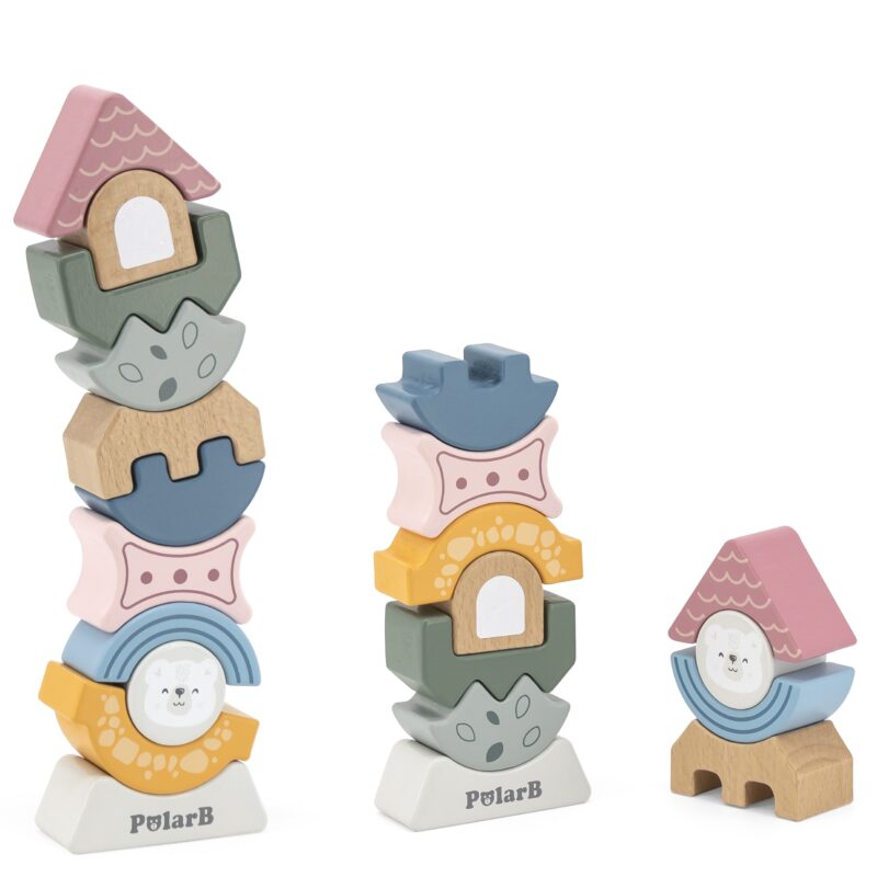 Drewniana układanka wieża, zabawka dla dzieci, Viga PolarB