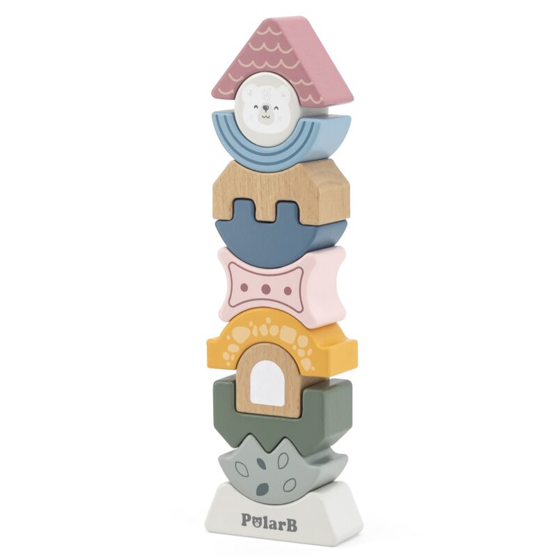 Drewniana układanka wieża, zabawka dla dzieci, Viga PolarB