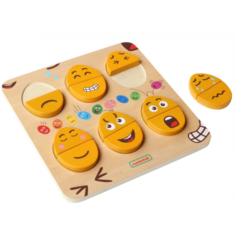Tablica do nauki emocji drewniane jajka jaki humor? Montessori, zabawka dla dzieci, Masterkidz