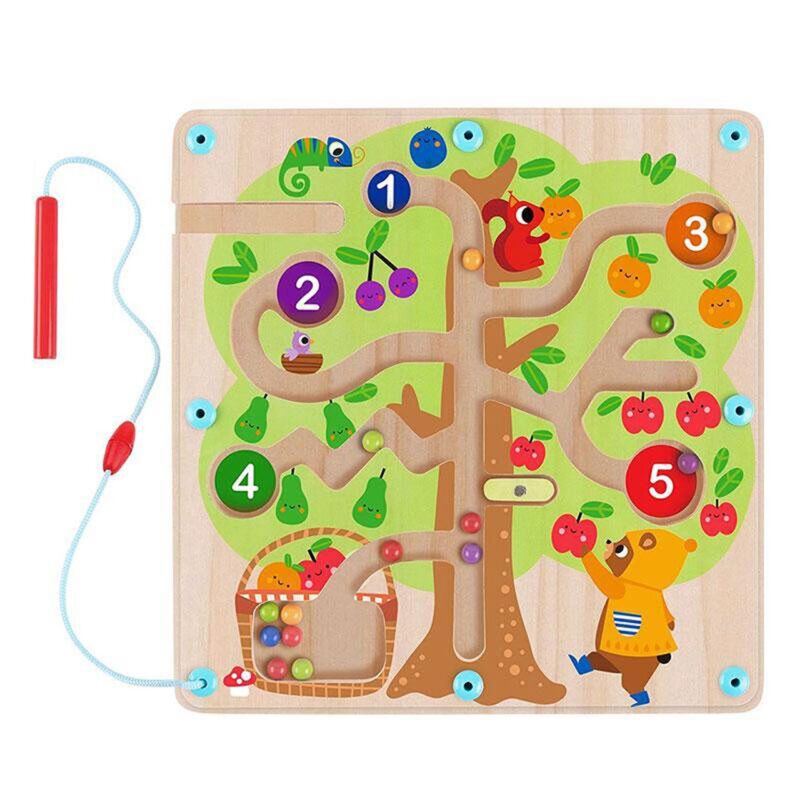 Labirynt drzewko owocowe magnetyczne nauka liczenia, zabawka dla dzieci, Tooky Toy