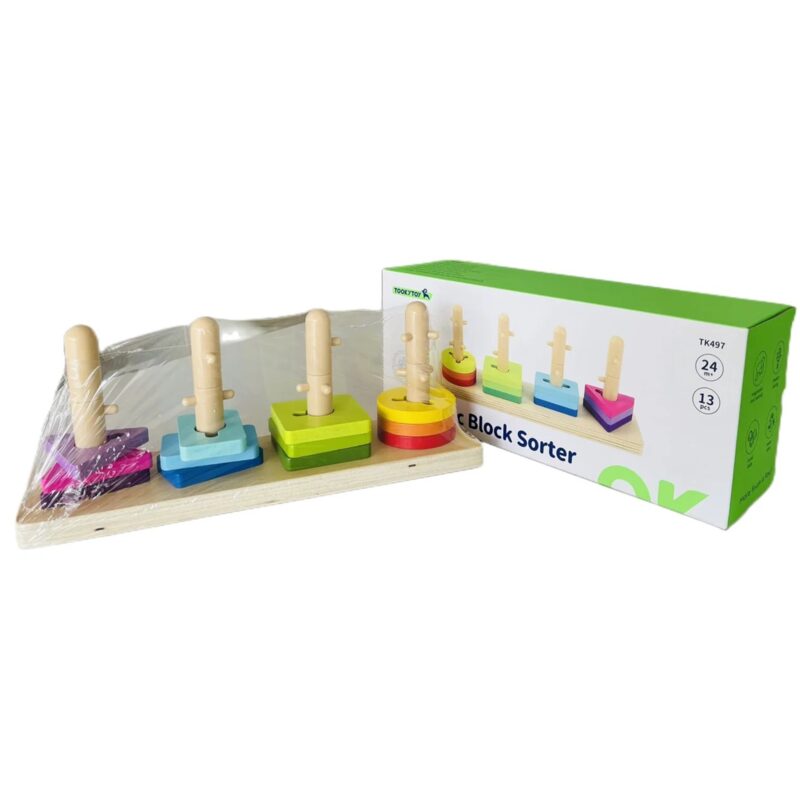 Sorter kształtów z kolorowymi blokami Montessori, zabawka dla dzieci, Tooky Toy