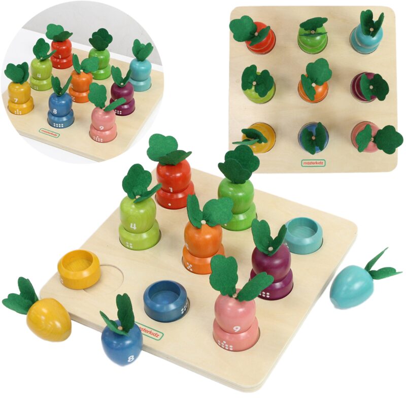 Tablica edukacyjna warzywa nauka liczb i kolorów Montessori, zabawka dla dzieci, Masterkidz
