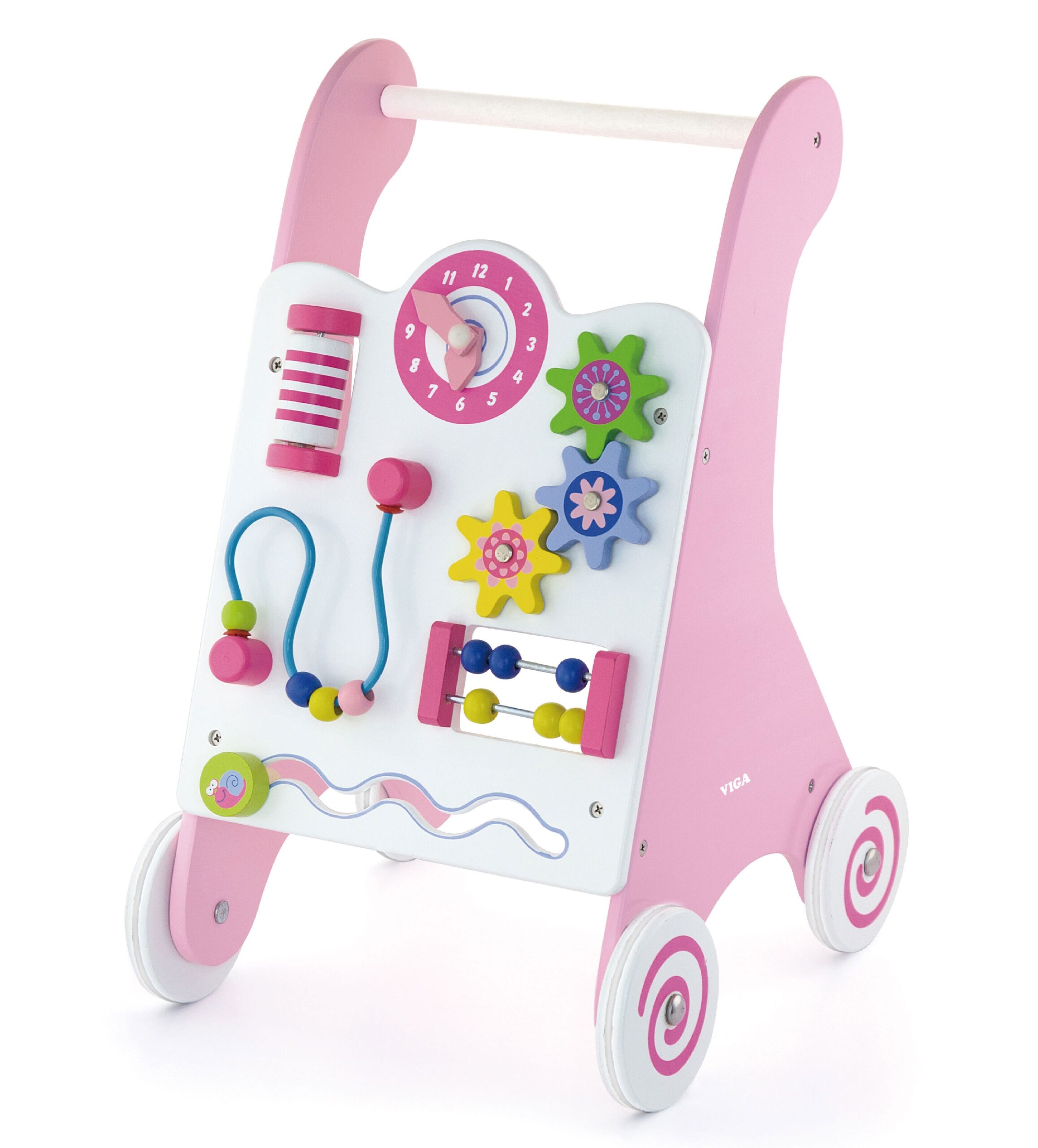 Pchacz drewniany edukacyjny różowy Montessori, zabawka dla dzieci, Viga Toys