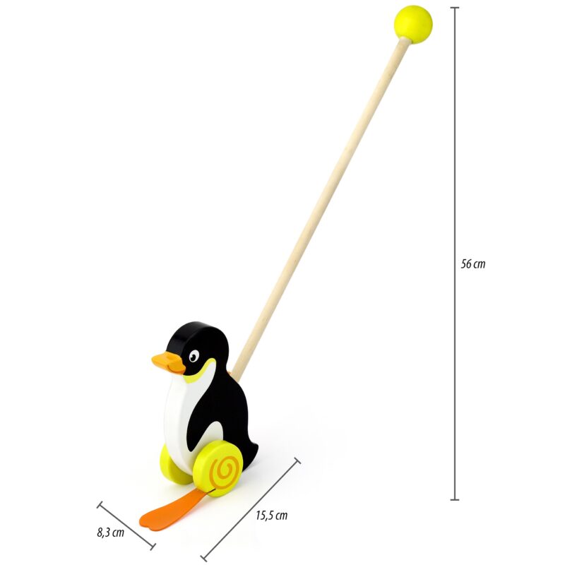 Drewniany pchacz - pingwin, zabawka dla dzieci, Viga Toys
