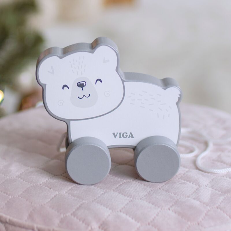 Drewniany miś polarny do ciągnięcia - polarb, zabawka dla dzieci, Viga