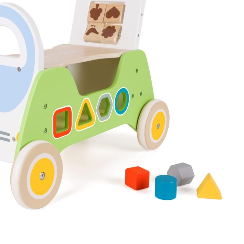 Drewniany jeździk Montessori pchacz 2w1, zabawka dla dzieci, Classic World