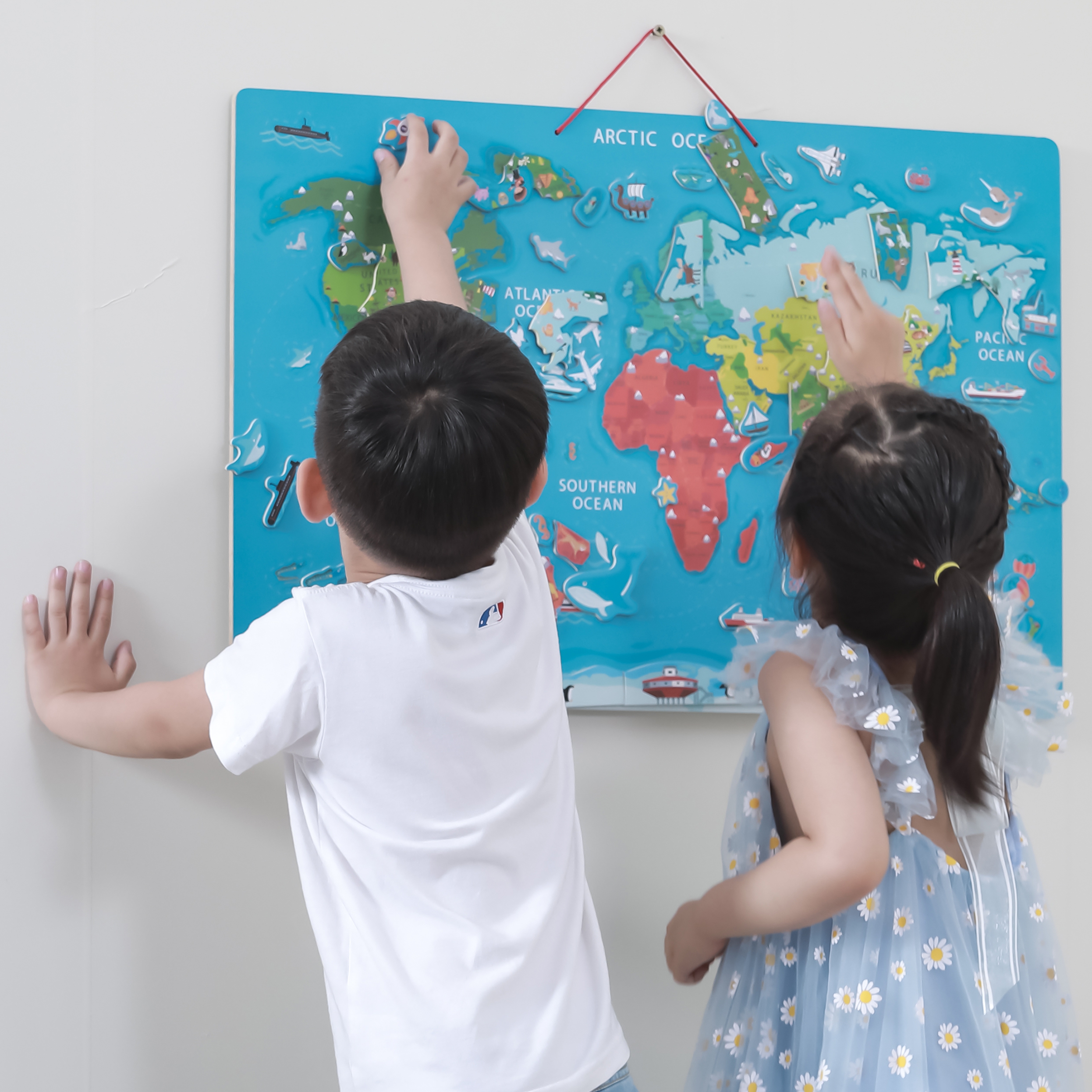 2w1 tablica edukacyjna z magnetyczną mapą świata Montessori, zabawka dla dzieci, Viga