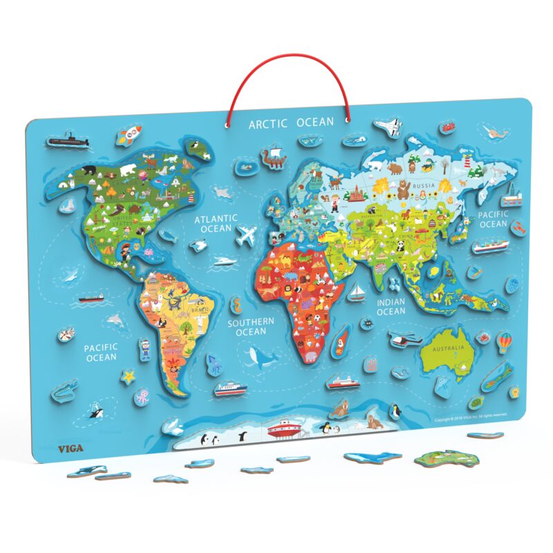 2w1 tablica edukacyjna z magnetyczną mapą świata Montessori, zabawka dla dzieci, Viga