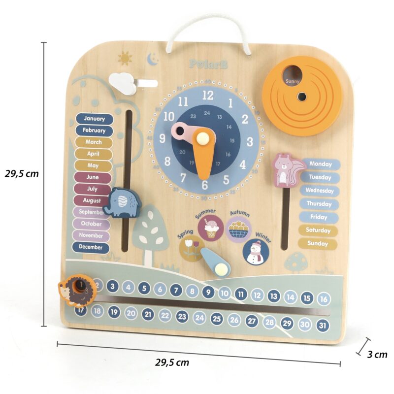 Drewniany kalendarz i zegar Montessori, zabawka dla dzieci, Viga PolarB