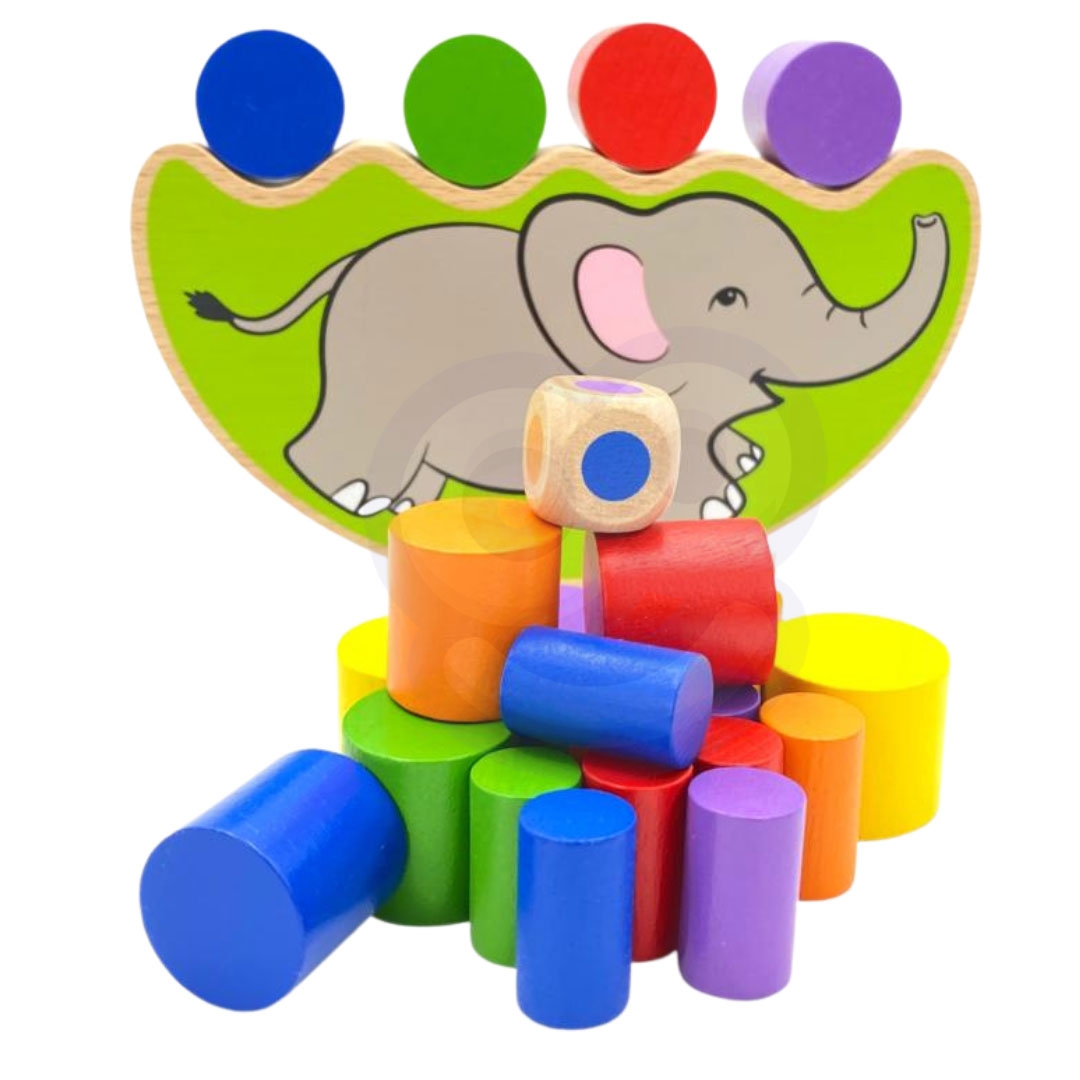 Drewniana układanka balansujący słoń Viga Toys Montessori, zabawka dla dzieci