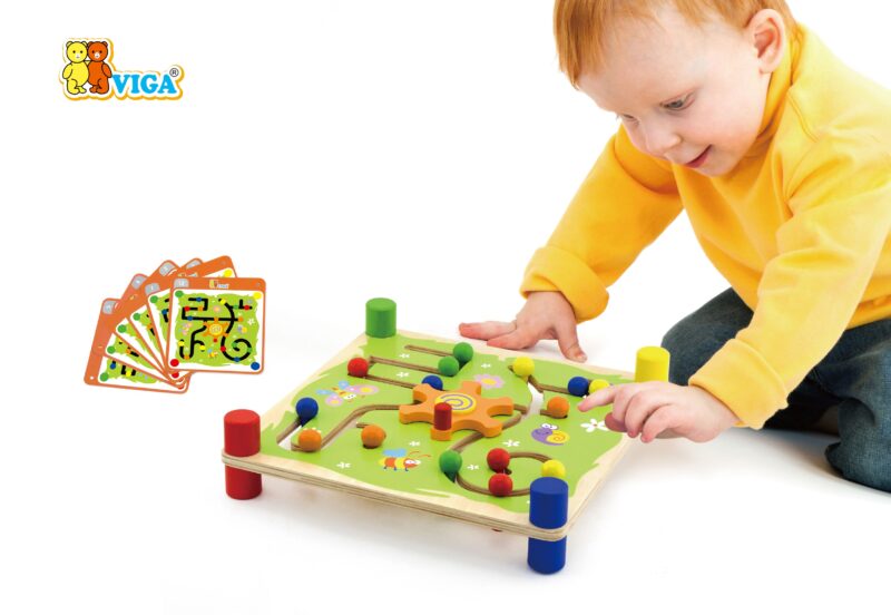 Drewniana gra edukacyjna Viga Toys trop i śledź Montessori, zabawka dla dzieci