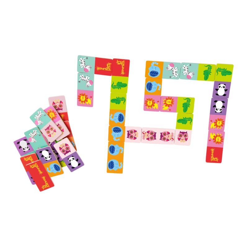 Drewniana układanka gra domino - zwierzątka 30 elementów, zabawka dla dzieci, Classic World