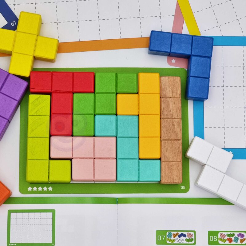 Układanka klocki tetris 10 poziomów trudności 22 el., zabawka dla dzieci, Tooky Toy
