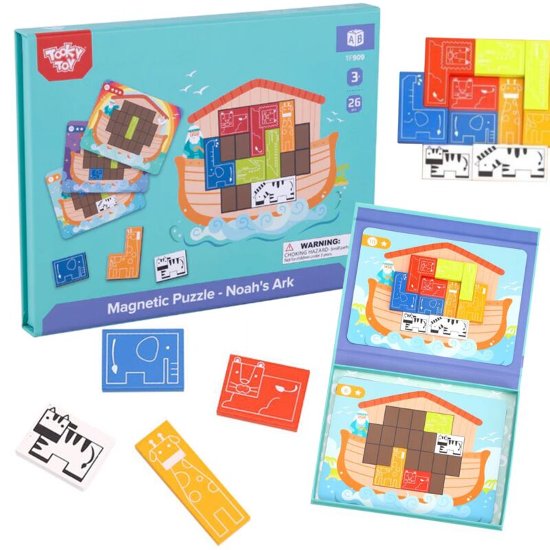 Układanka magnetyczna Montessori logiczna puzzle tetris arka noego 26 el., zabawka dla dzieci, Tooky Toy