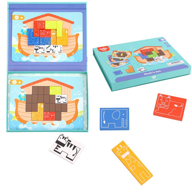 Układanka magnetyczna Montessori logiczna puzzle tetris arka noego 26 el., zabawka dla dzieci, Tooky Toy