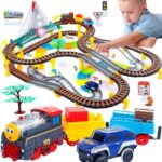 Kolejka eelektryczna 2w1 tor wyścigowy pociąg wiadukt auto xxl 192 el., zabawka dla dzieci, Woopie