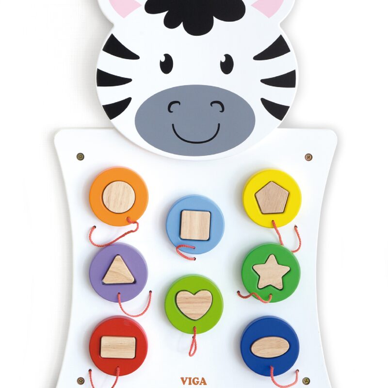 Drewniana gra dopasuj kształty zebra certyfikat FSC Montessori, zabawka dla dzieci, Viga