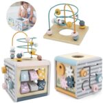 Activity box drewniane edukacyjne centrum gier 5w1 kostka, zabawka dla dzieci, Viga PolarB