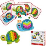 Drewniana kolorowa mozaika układanka żółw ślimak, zabawka dla dzieci, Tooky Toy