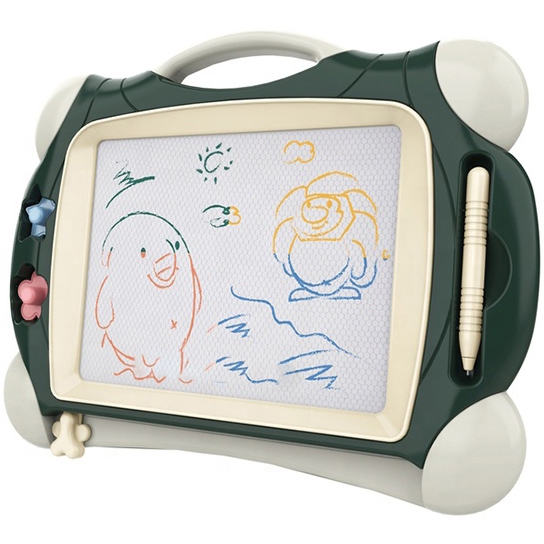 Znikopis tablica magnetyczna kolorowa + 2 STEMpelki zielony, zabawka dla dzieci, Woopie