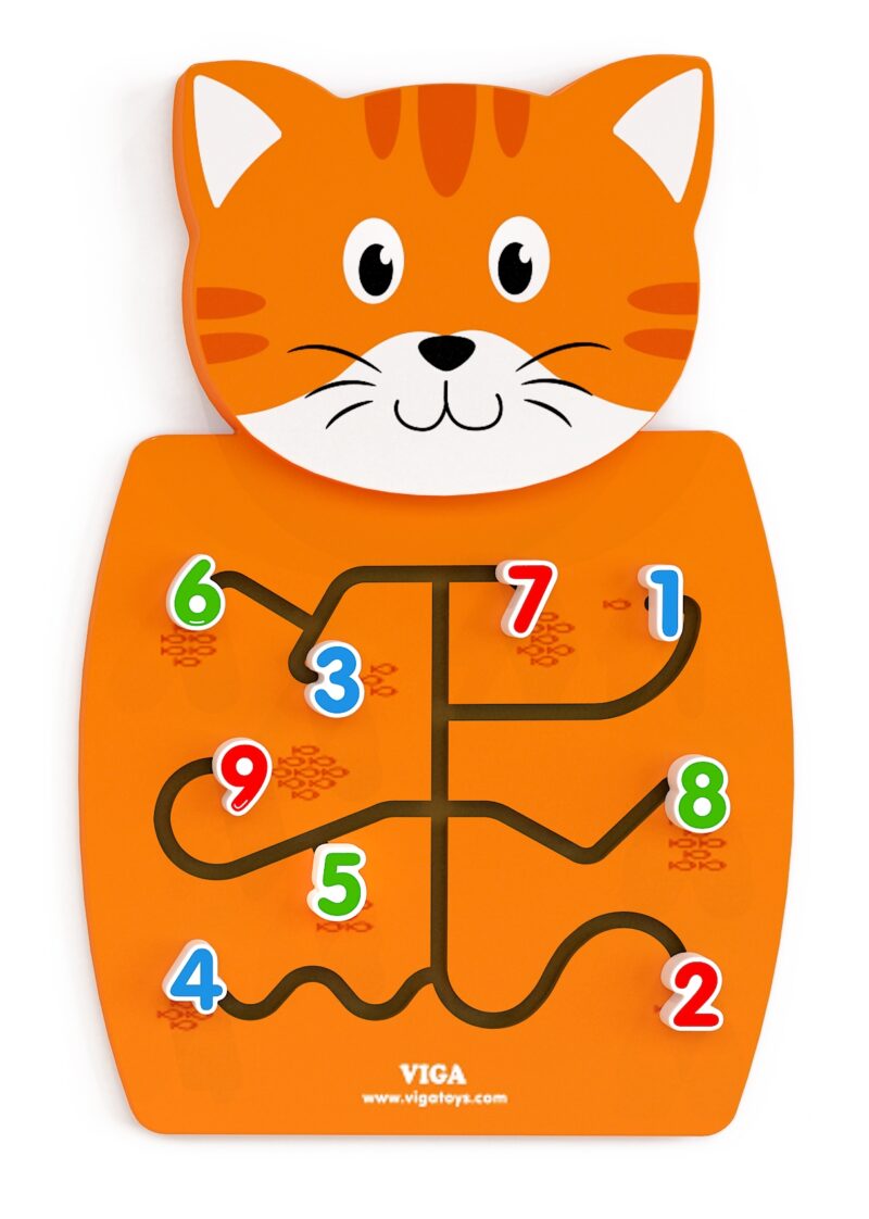 Drewniana gra manipulacyjna kotek Viga Toys Montessori, zabawka dla dzieci