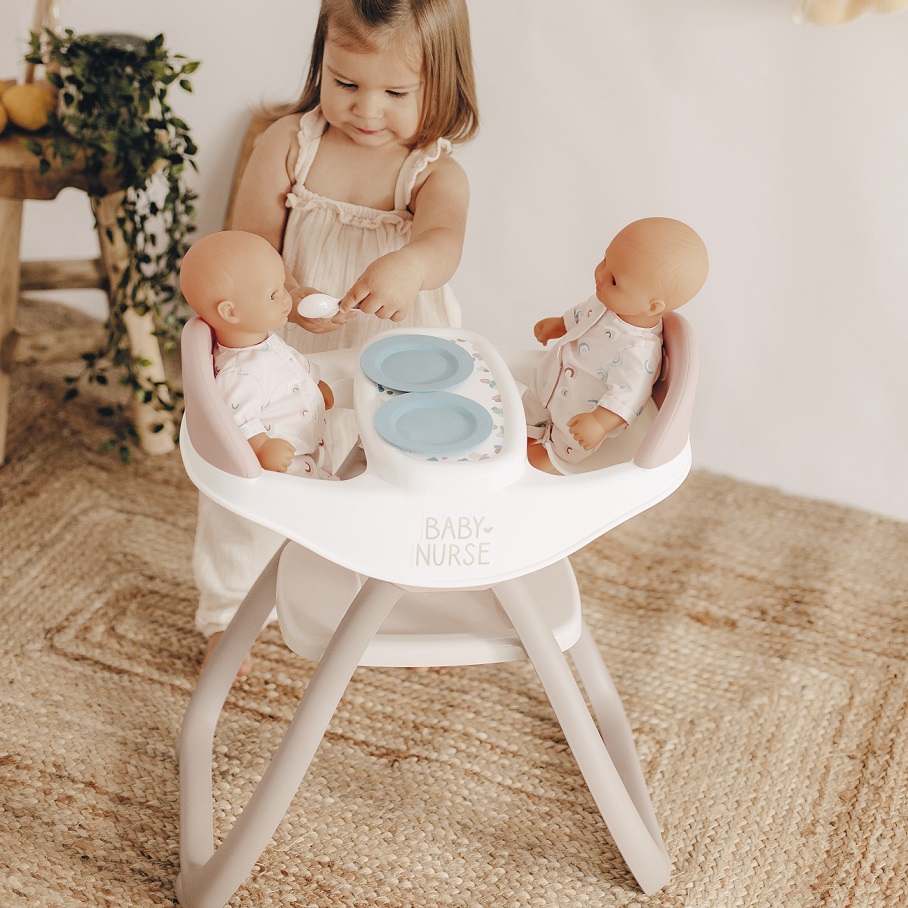 Baby nurse krzesełko do karmienia dla bliźniąt lalek, zabawka dla dzieci, Smoby