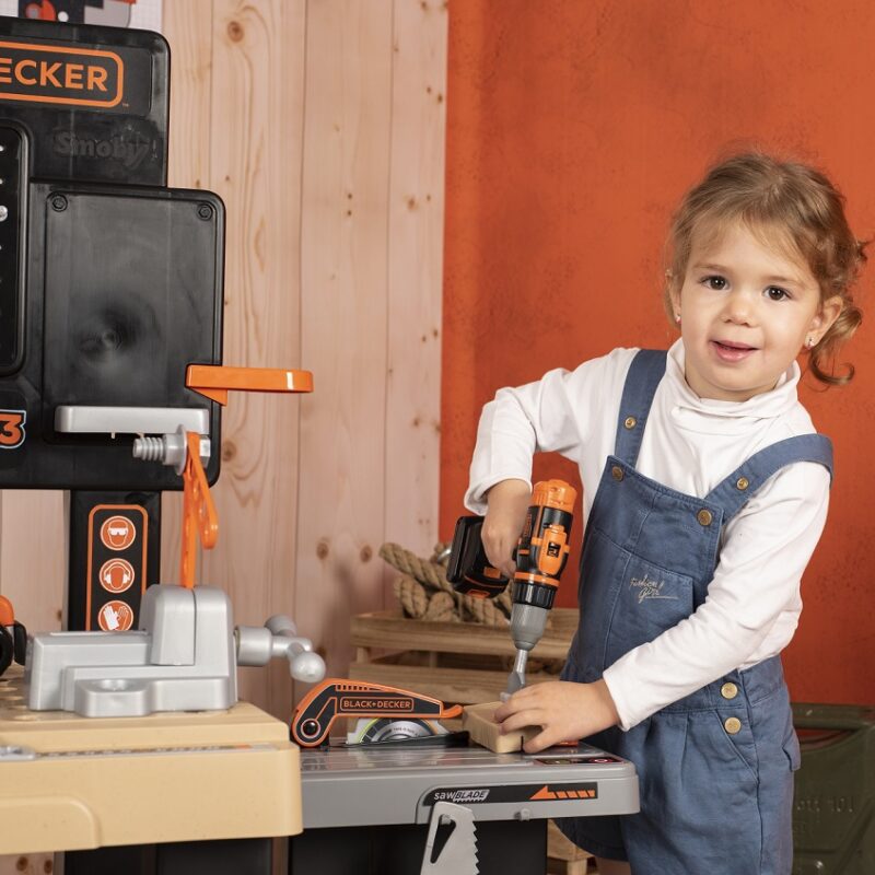 Black&decker mega warsztat hydraulik malarz 3w1 100 akcesorii, zabawka dla dzieci, Smoby