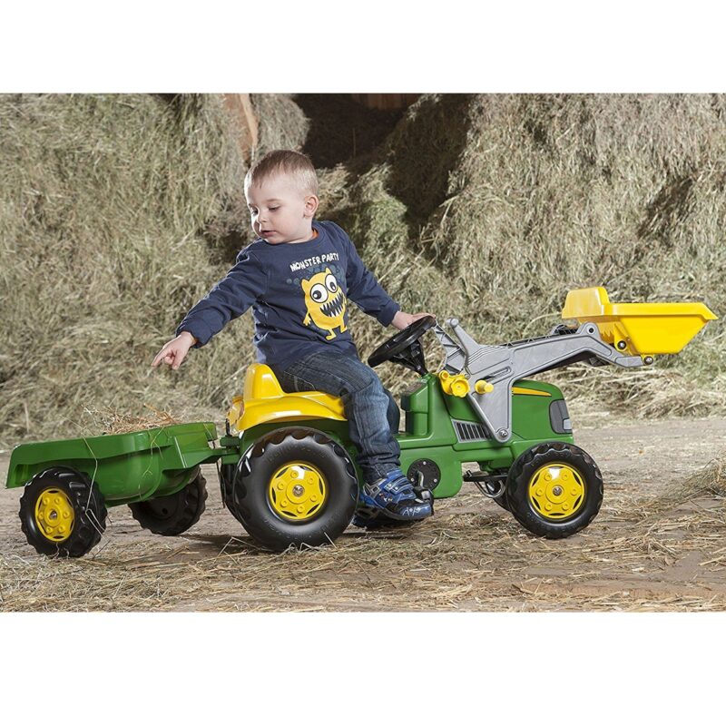 Traktor na pedały John Deere z łyżką i przyczepą 2-5 lat, zabawka dla dzieci, Rolly Toys