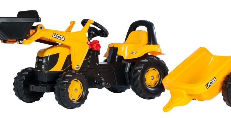 Rollykid traktor na pedały jcb z łyżką i przyczepą 2-5 lat, zabawka dla dzieci, Rolly Toys