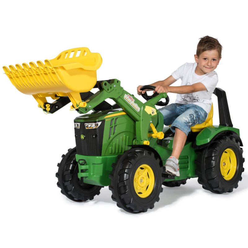 Deere traktor na pedały x-trac premium łyżka ciche koła Rolly Toys, zabawka dla dzieci, John