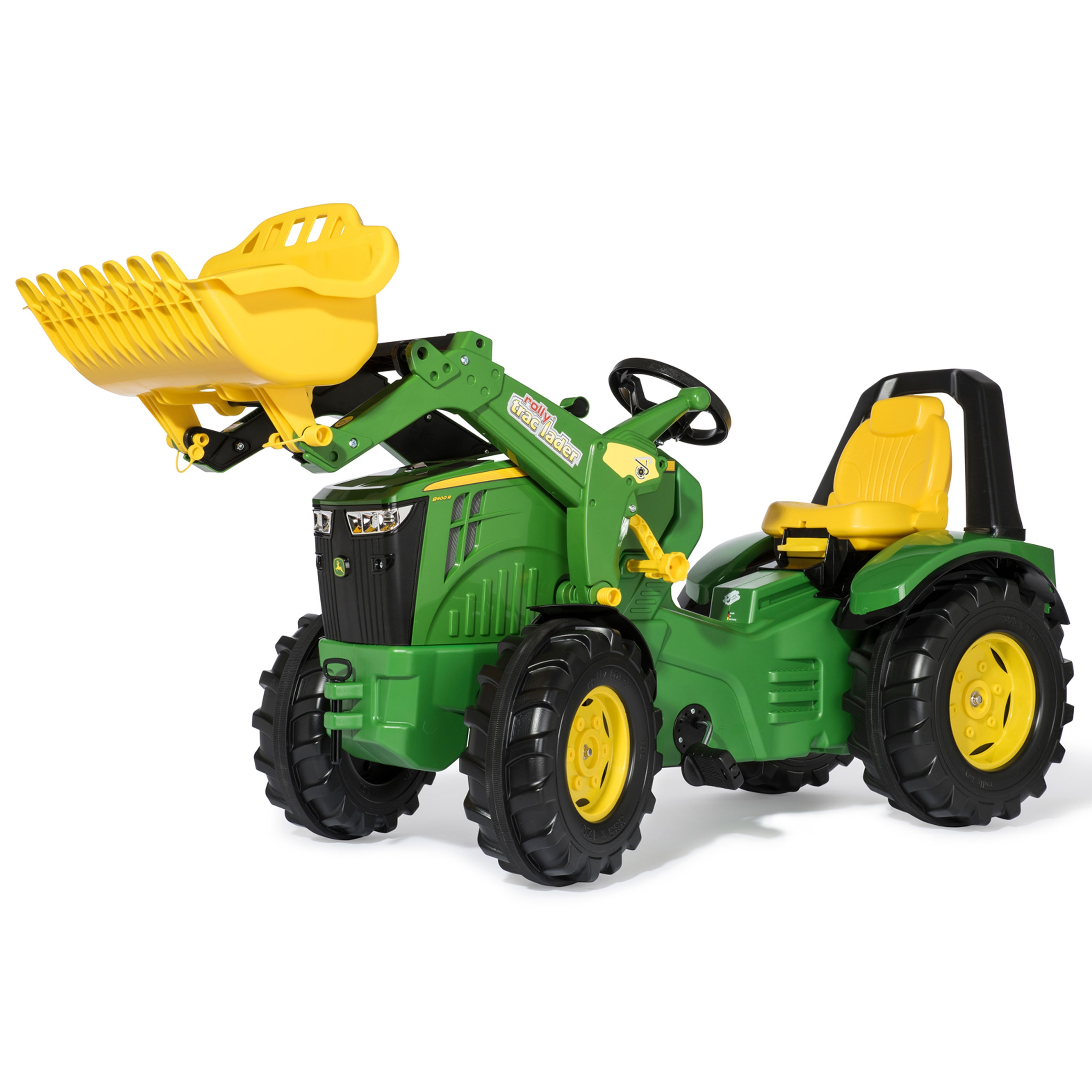 Deere traktor na pedały x-trac premium łyżka ciche koła Rolly Toys, zabawka dla dzieci, John